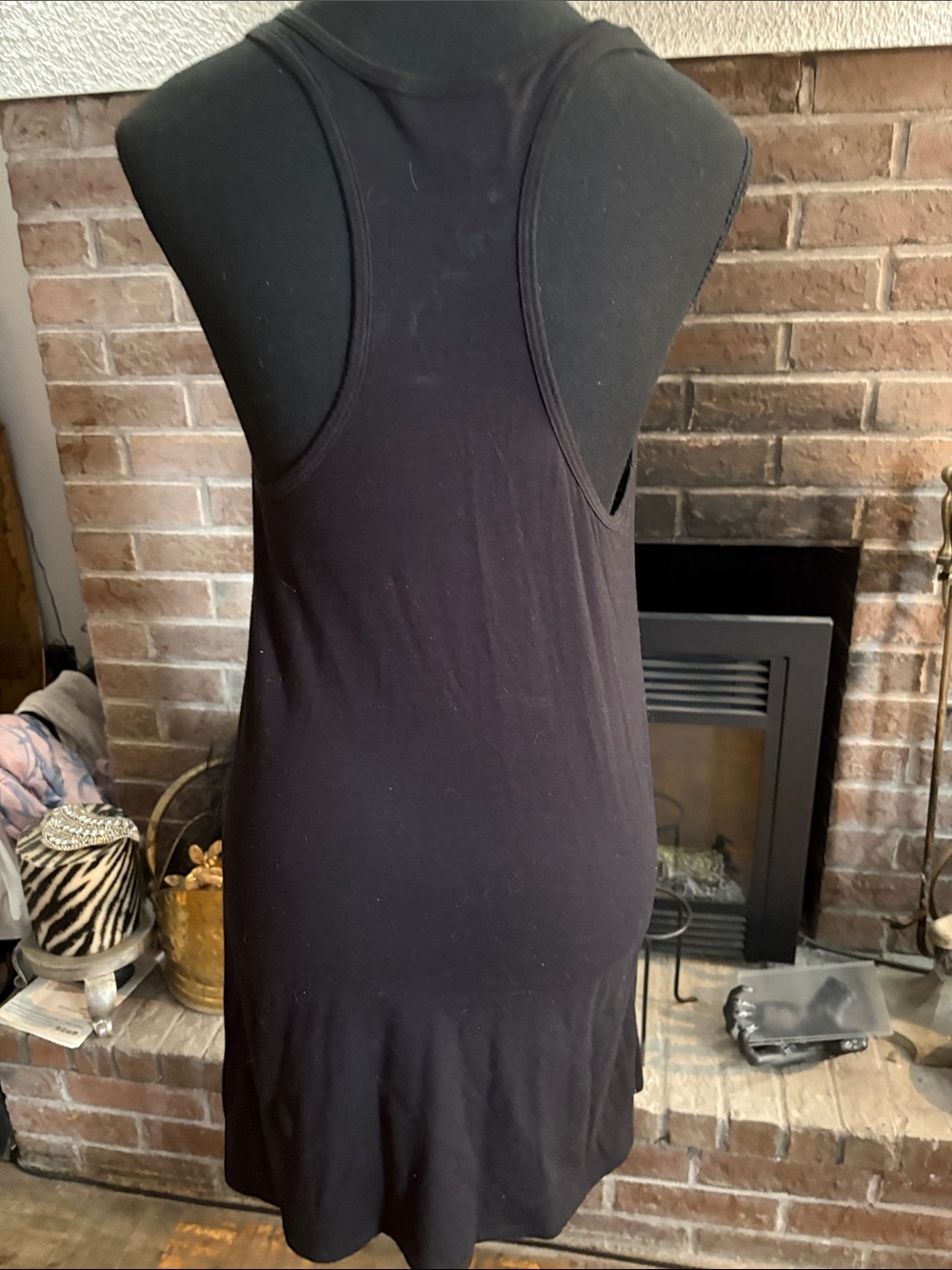 bebe Black Rhinestone Logo Tank Tunic Top - Picture 4 of 5